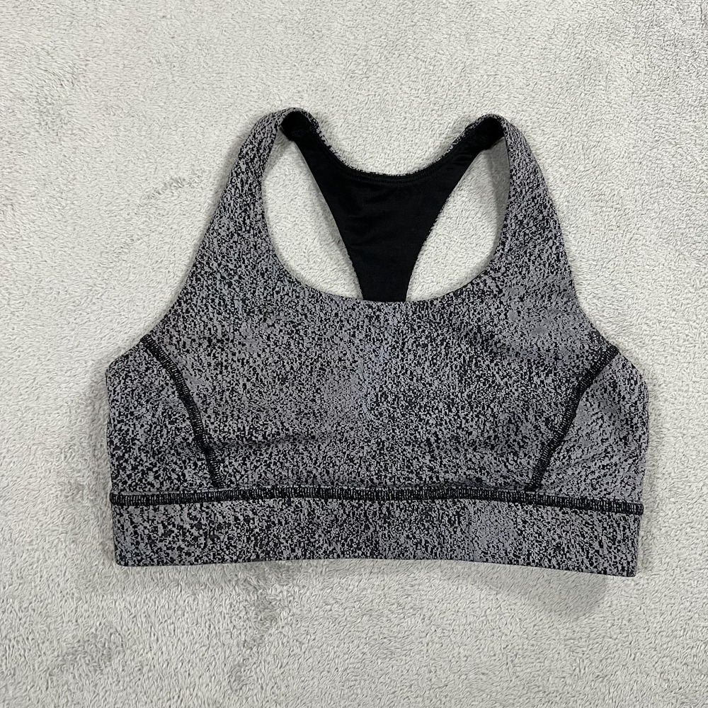 Lululemon Sports Bra Womens 8 Gray Black Athletic Performance Training Gym